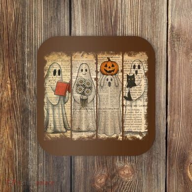 Vintage Oldpaper Ghost Halloween Coaster