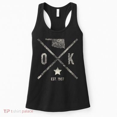 Vintage Oklahoma Home State Outline Ok Map Silhouette Women's Tank Top
