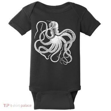 Vintage Octopus Illustration Baby Bodysuit