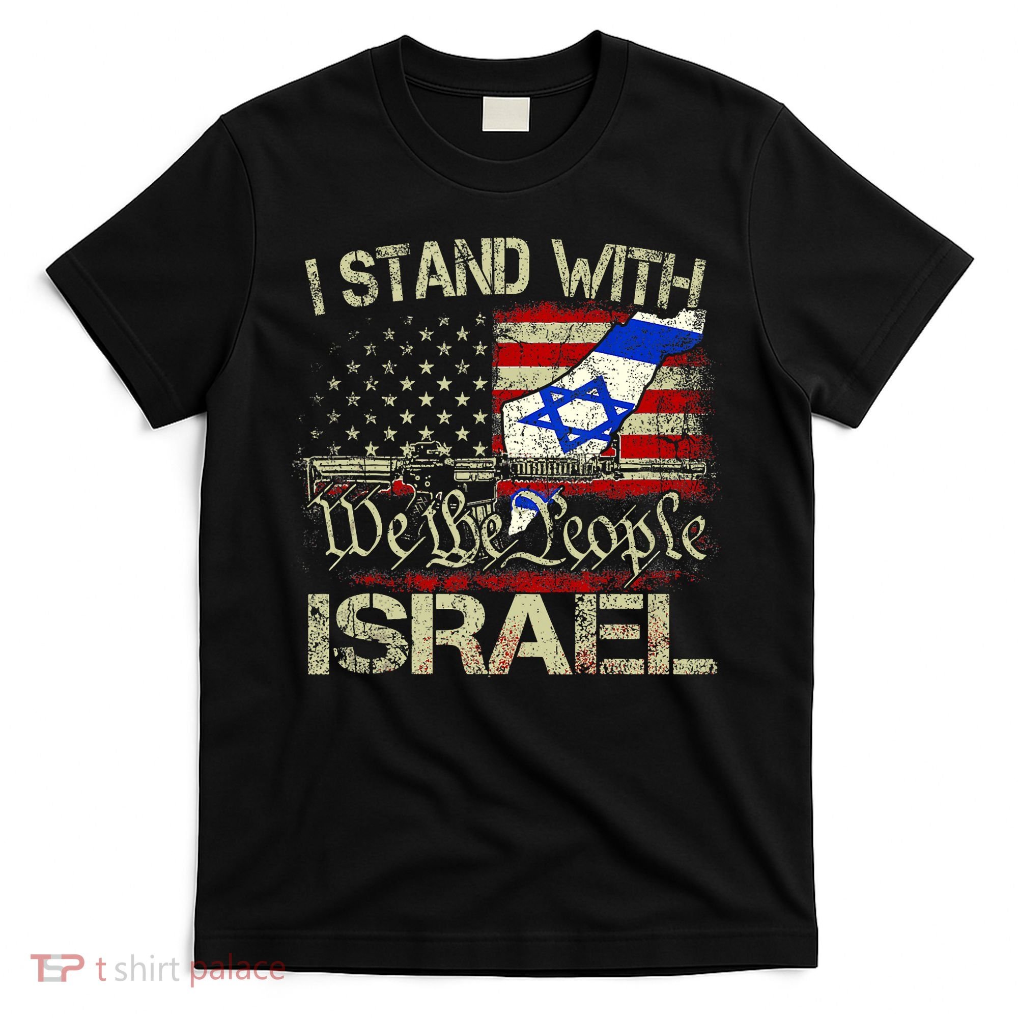 Vintage Old I Stand With Israel Usa American Flag Israel T-Shirt