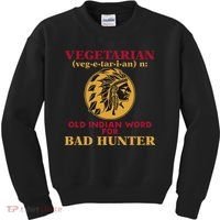 Vegetarian Old Indian Word For Bad Hunter Kids Sweatshirt thumb 0