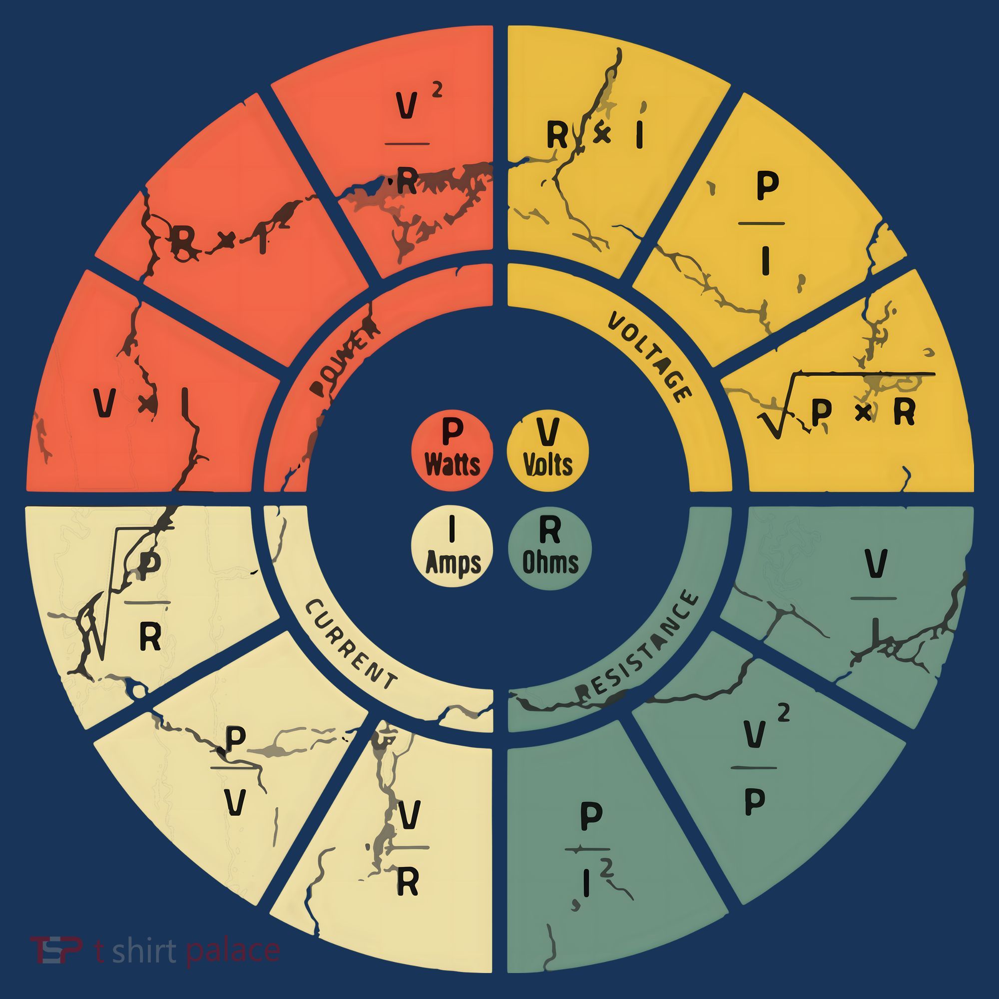 Vintage Ohms Law Diagram Electrical Electronics Engineer T-Shirt
