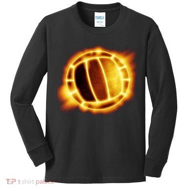 Volleyball Fire Glow Kids Long Sleeve Shirt