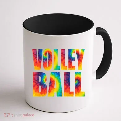Volleyball Retro Tie Dye Coffee Mug back