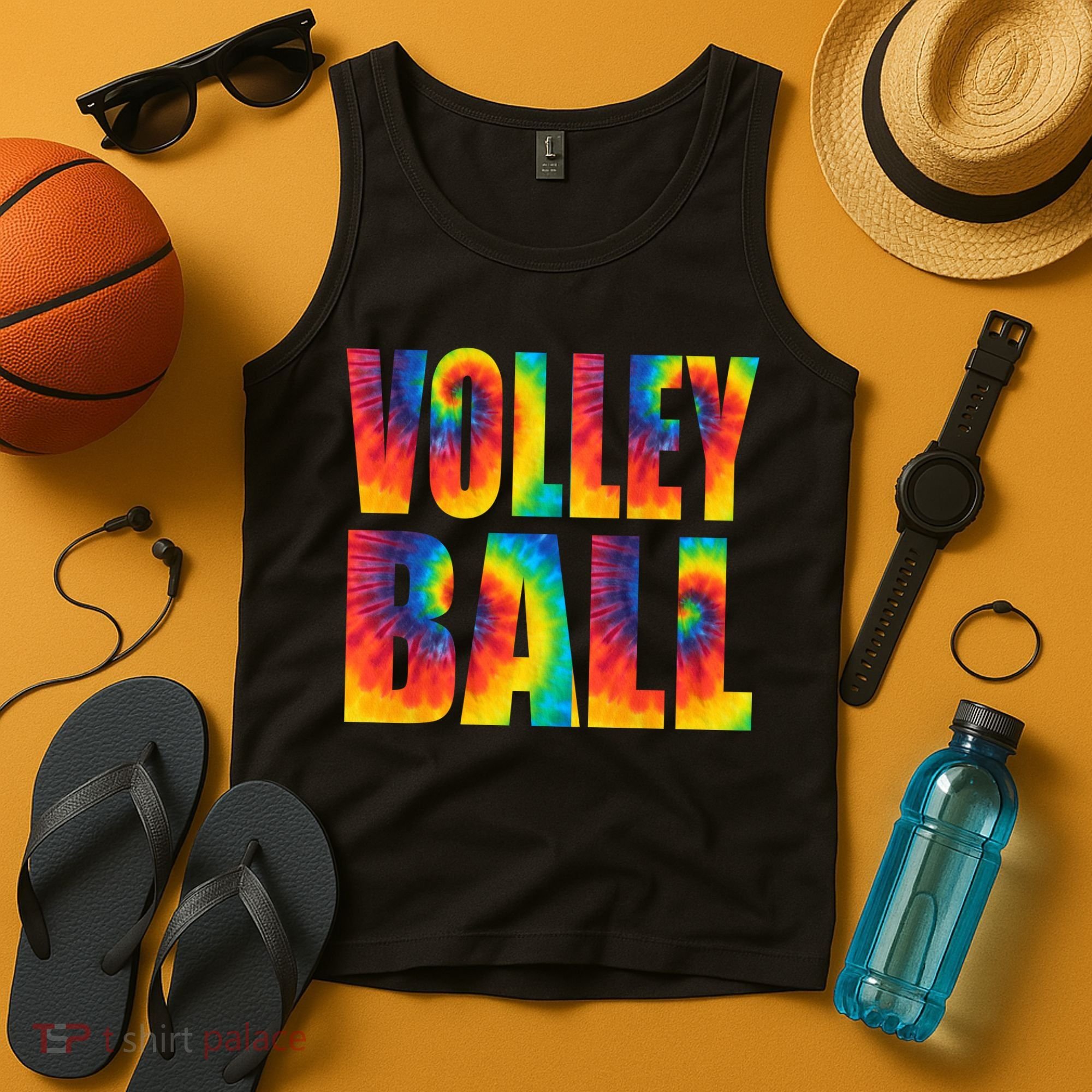 Volleyball Retro Tie Dye Tank Top