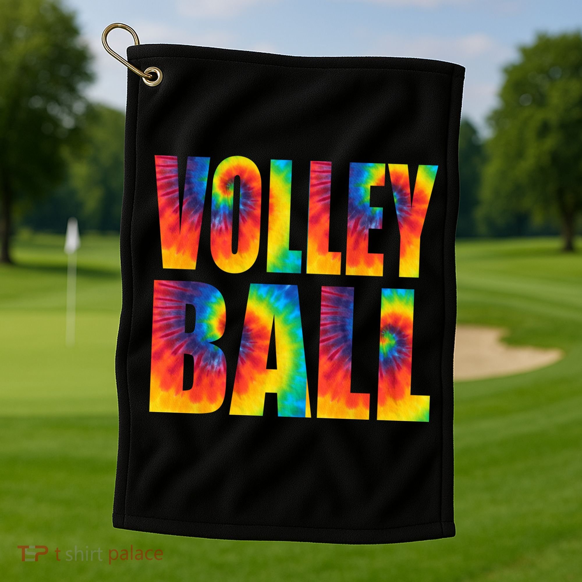 Volleyball Retro Tie Dye Golf Towel