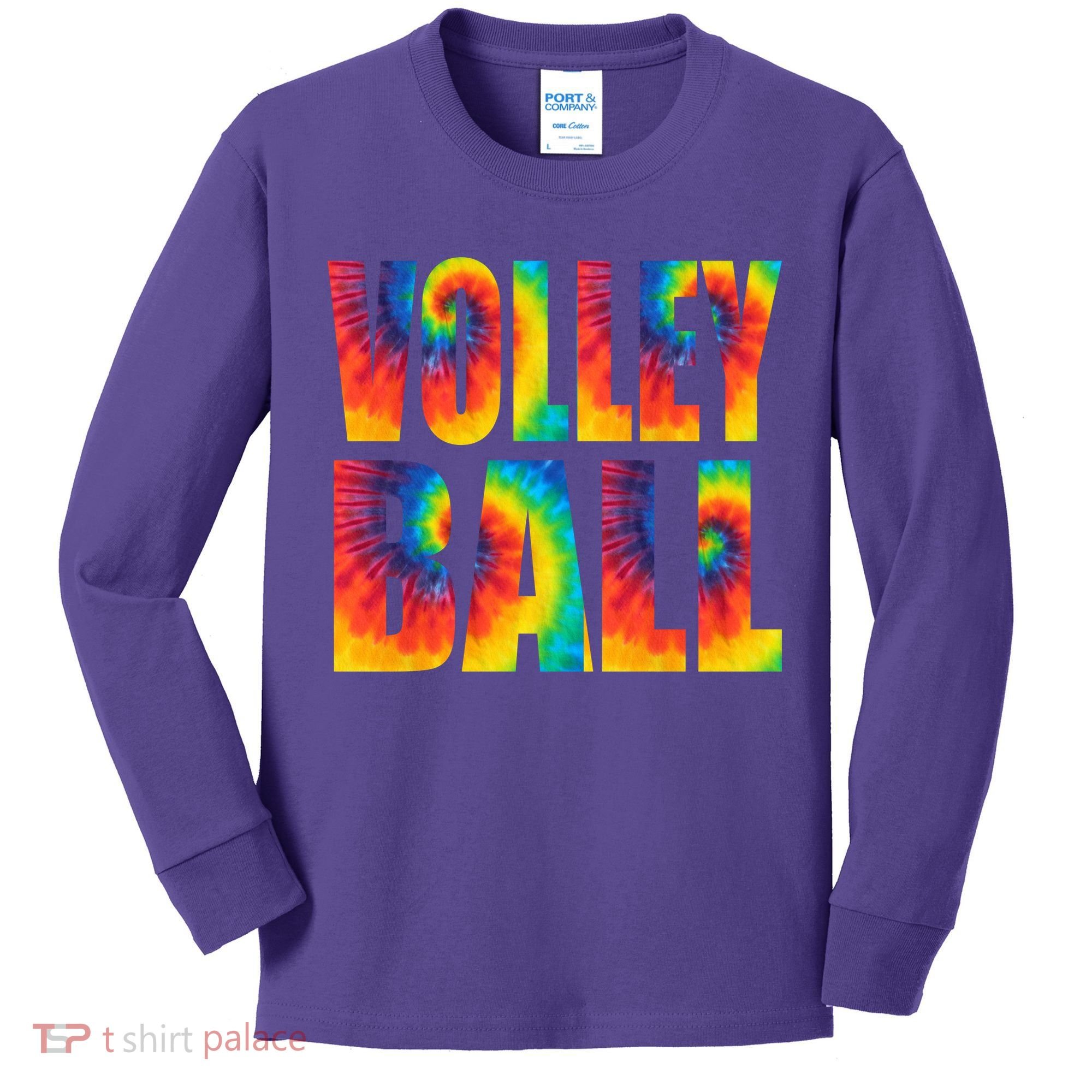 Volleyball Retro Tie Dye Kids Long Sleeve Shirt