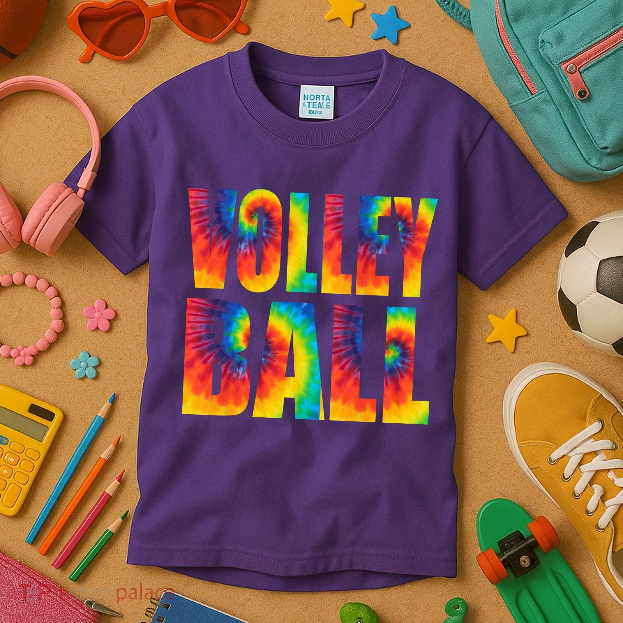 Volleyball Retro Tie Dye Kids T-Shirt