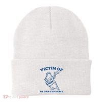 Victim Of My Own Existence Funny Meme Gag Beanie thumb 0