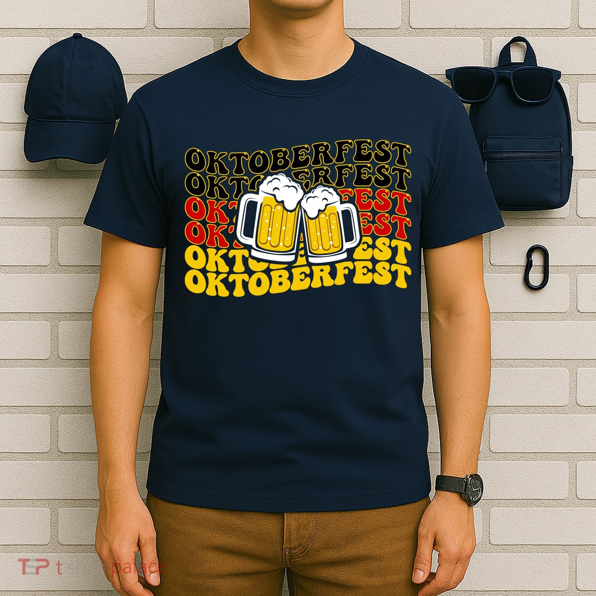 Vintage Oktoberfest Munich Germany Flag Drinking T-Shirt