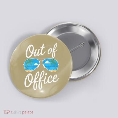 Vacation Out Office Beach Summer Tropical Travel Button