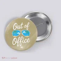 Vacation Out Office Beach Summer Tropical Travel Button thumb 0