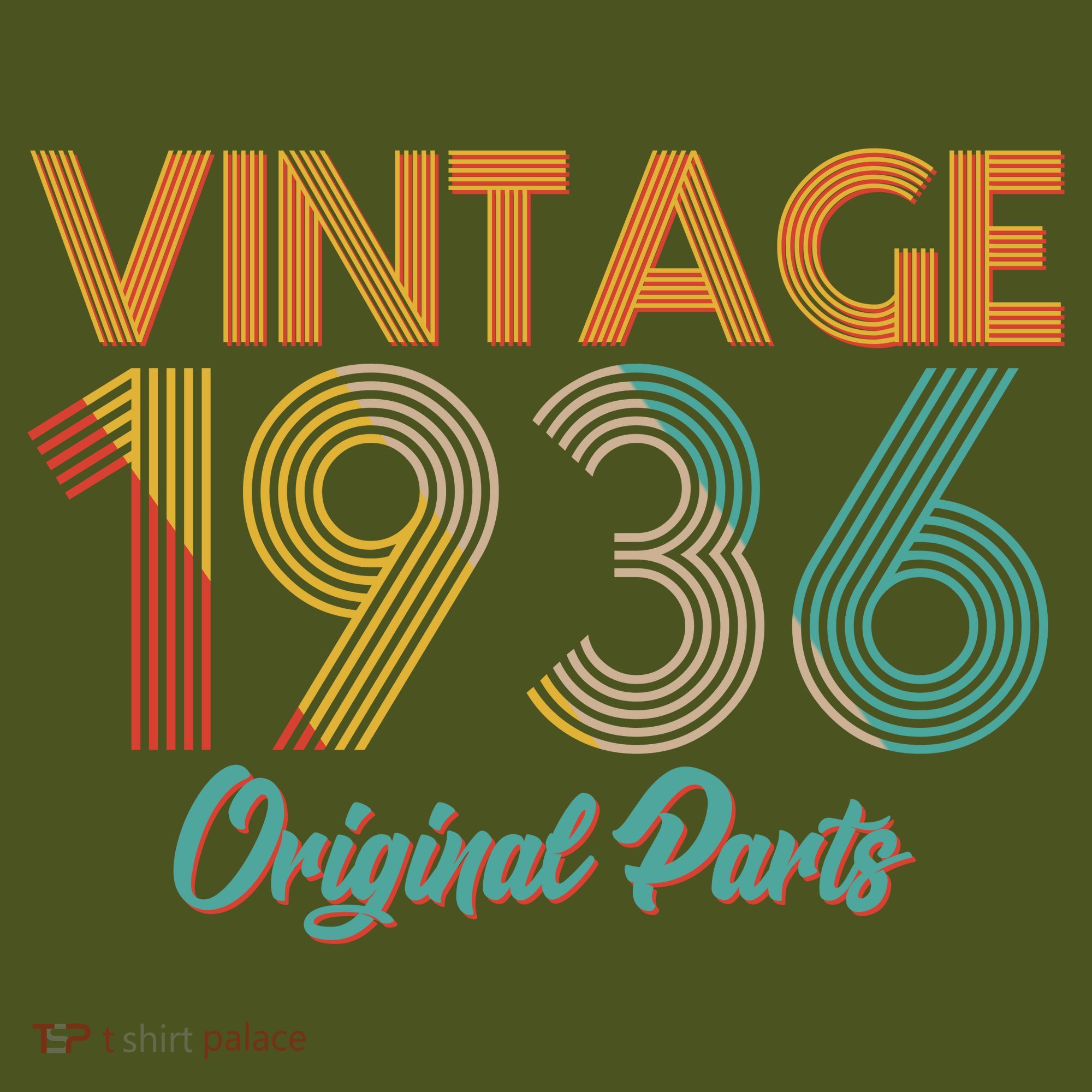 Vintage Original Parts Birthday 1936 90th Birthday T-Shirt