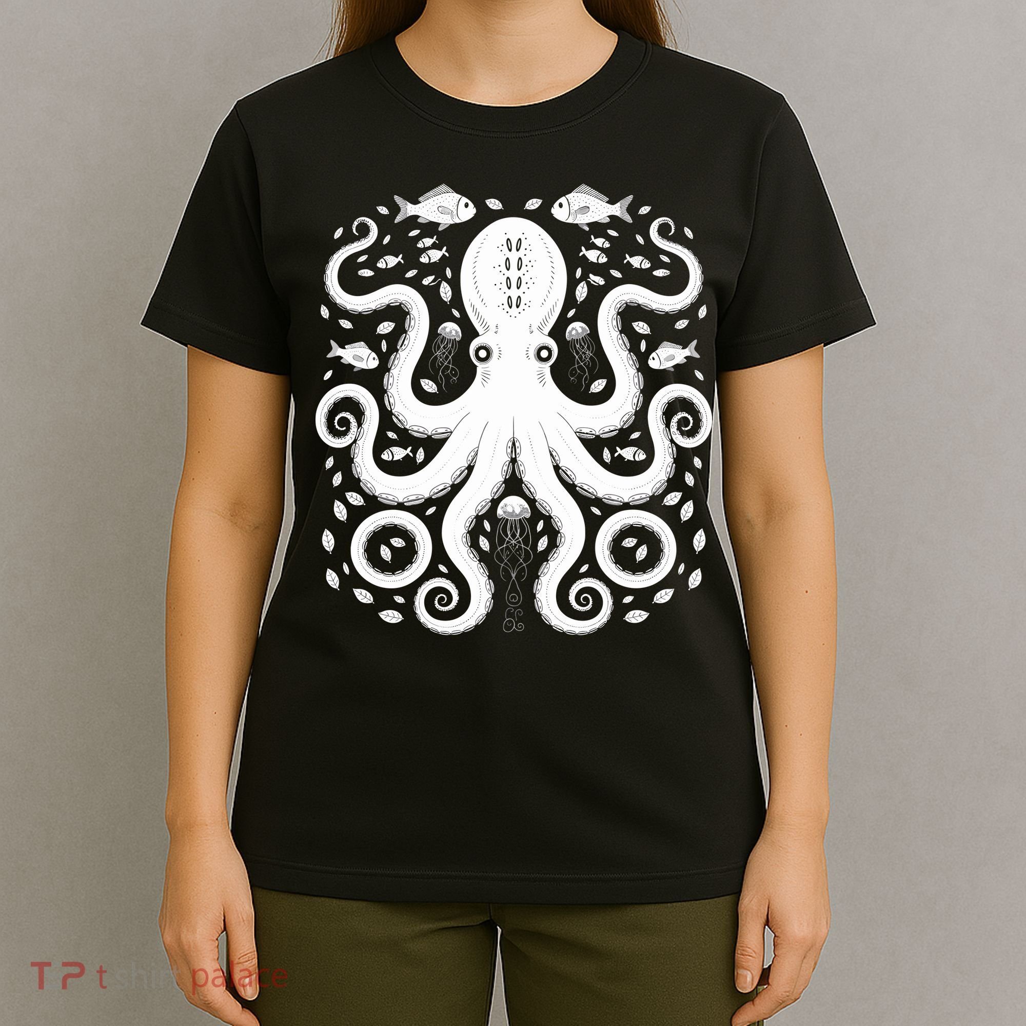 Vintage Octopus Retro Graphic Octopuses Fisherman T-Shirt