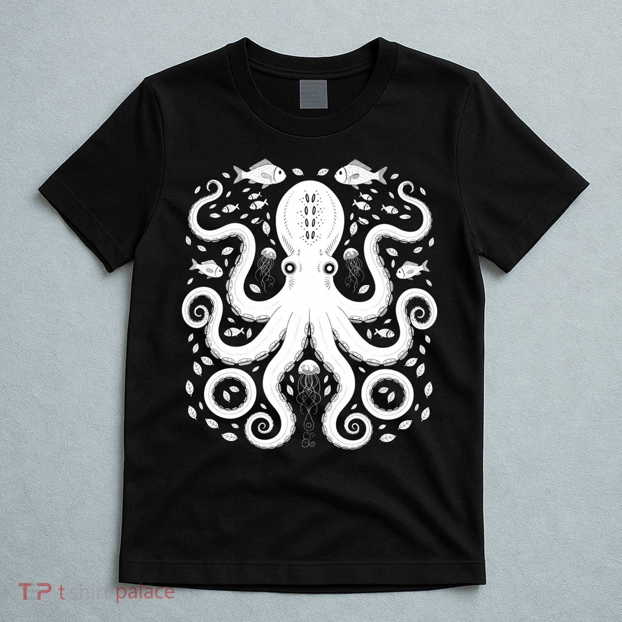 Vintage Octopus Retro Graphic Octopuses Fisherman T-Shirt