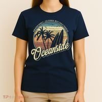 Vintage Oceanside San Diego County California Surf Style T-Shirt thumb 4
