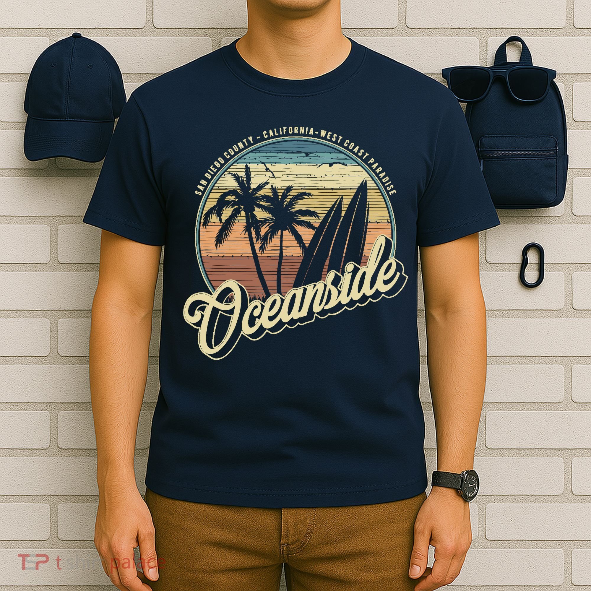 Vintage Oceanside San Diego County California Surf Style T-Shirt
