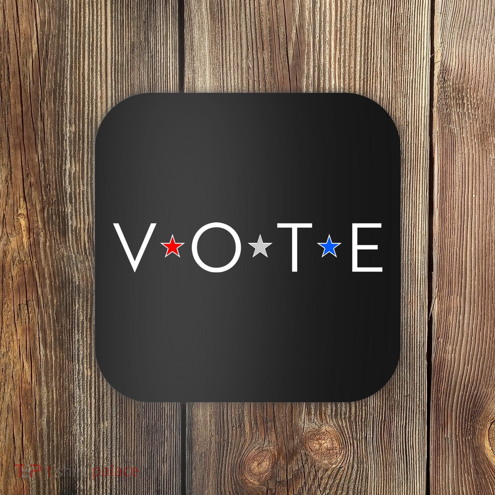 VOTE Red White Blue Stars Coaster