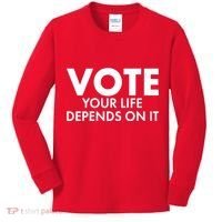 VOTE Your Life Depends On it Kids Long Sleeve Shirt thumb 0