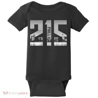 Vintage Philadelphia 215 Area Code Skyline Baby Bodysuit