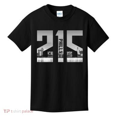 Vintage Philadelphia 215 Area Code Skyline Kids T-Shirt