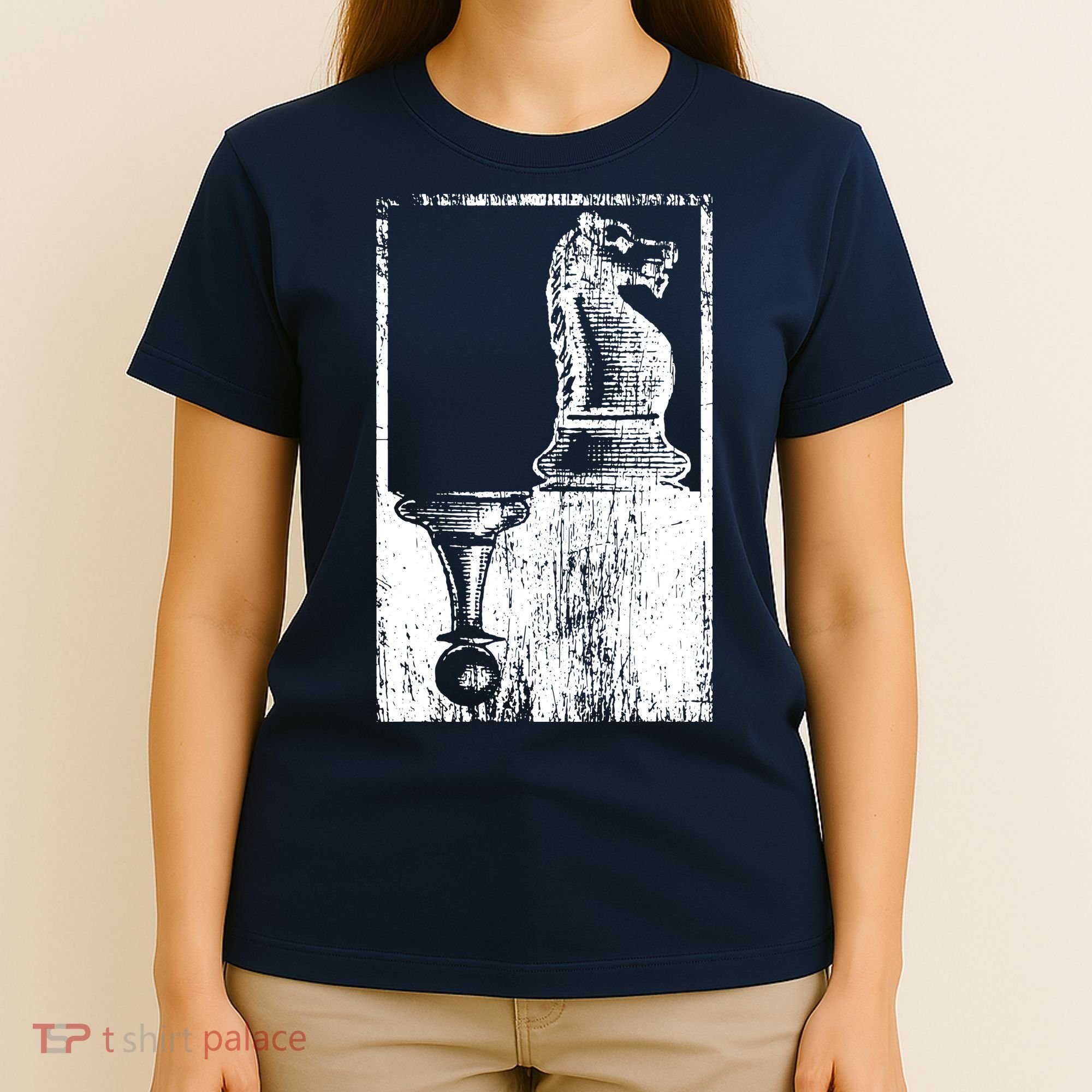 Vintage Pawn And Knight Shadow Chess T-Shirt