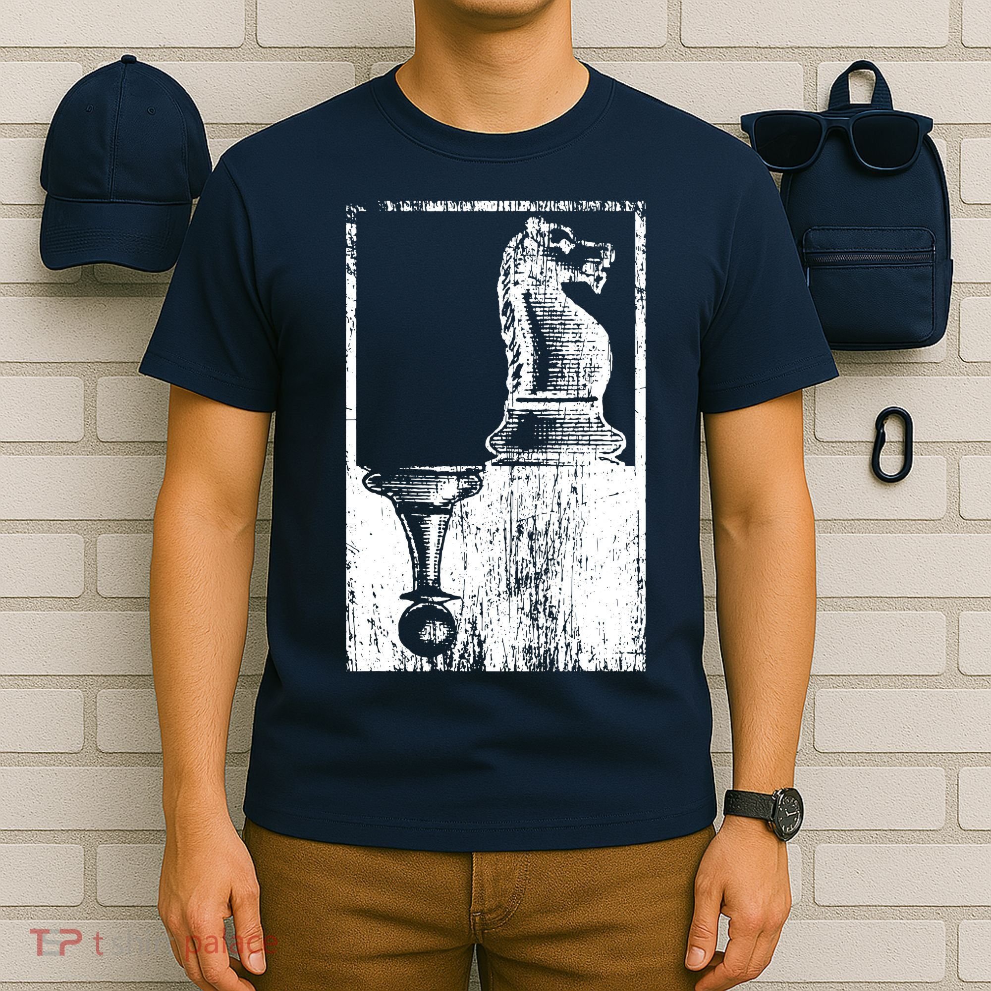 Vintage Pawn And Knight Shadow Chess T-Shirt