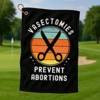 Vasectomies Prevent Abortions Retro Pro Choice Funny Novelty Golf Towel thumb 1