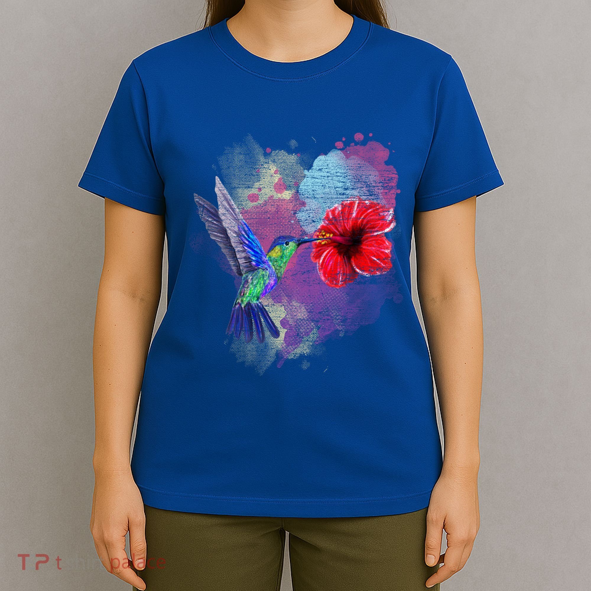 Vintage Pretty Bird Animal Hibiscus Flower Hummingbird Gift T-Shirt