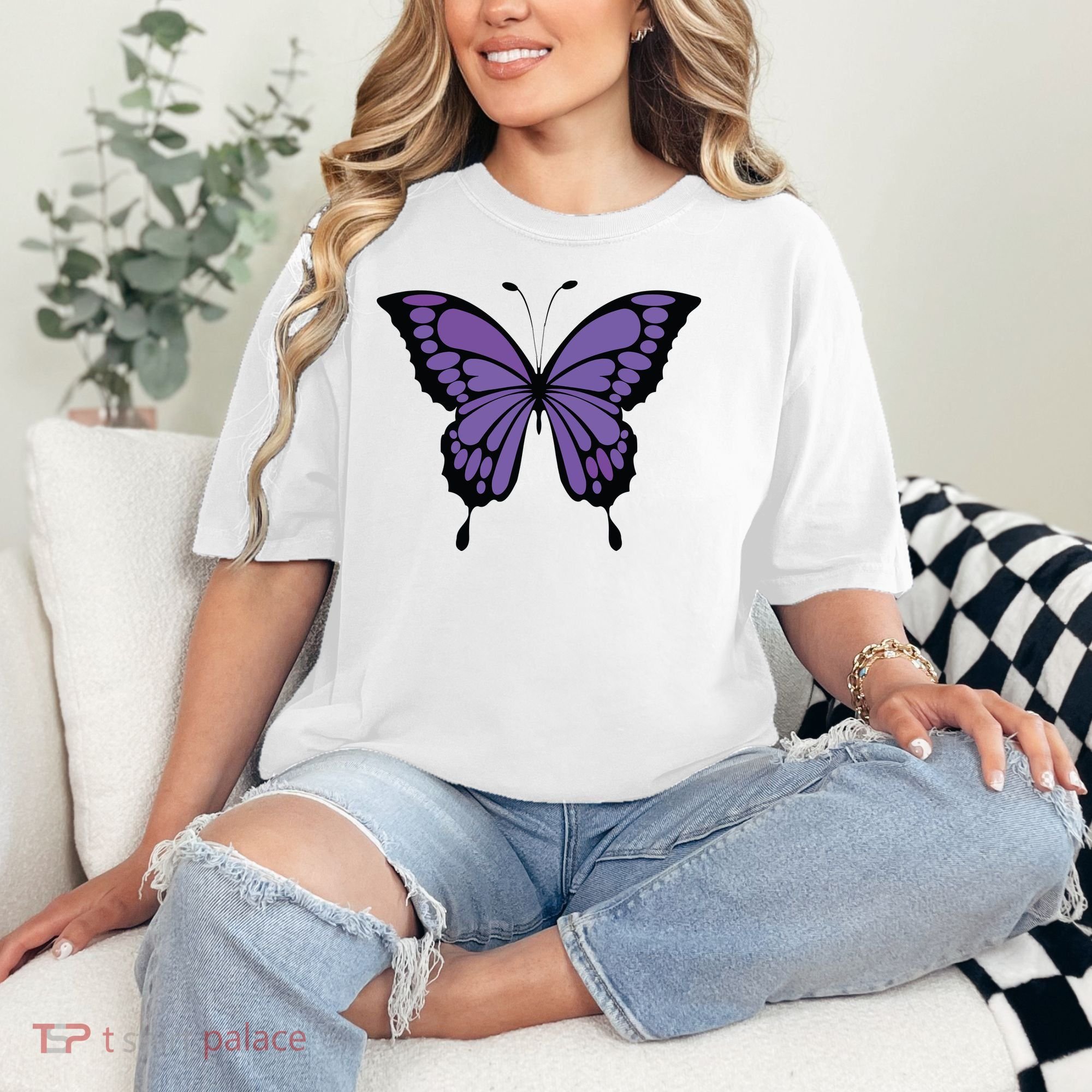 Vibrant Purple Butterfly Comfort Colors T-Shirt