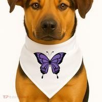 Vibrant Purple Butterfly USA-Made Doggie Bandana thumb 1