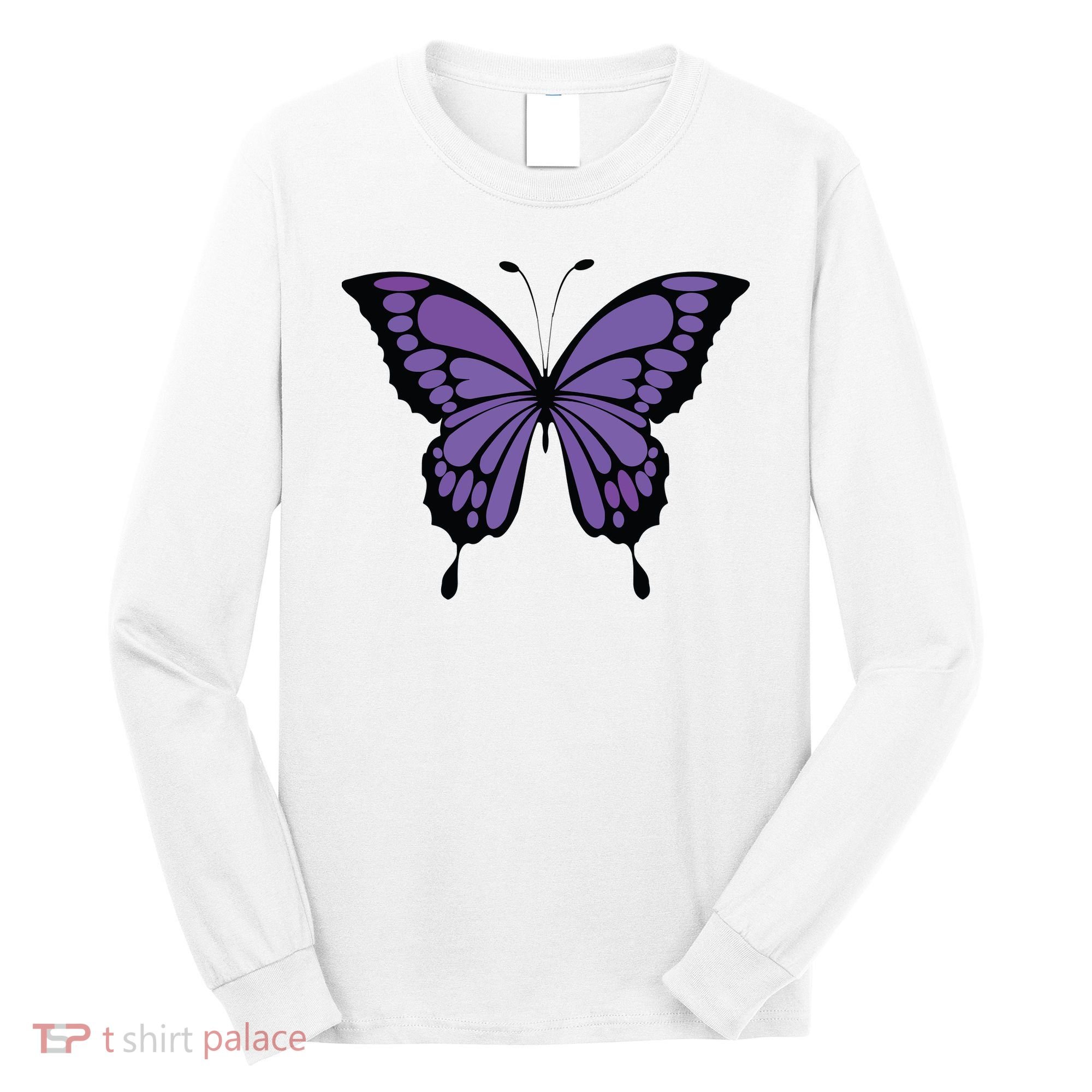 Vibrant Purple Butterfly Long Sleeve Shirt