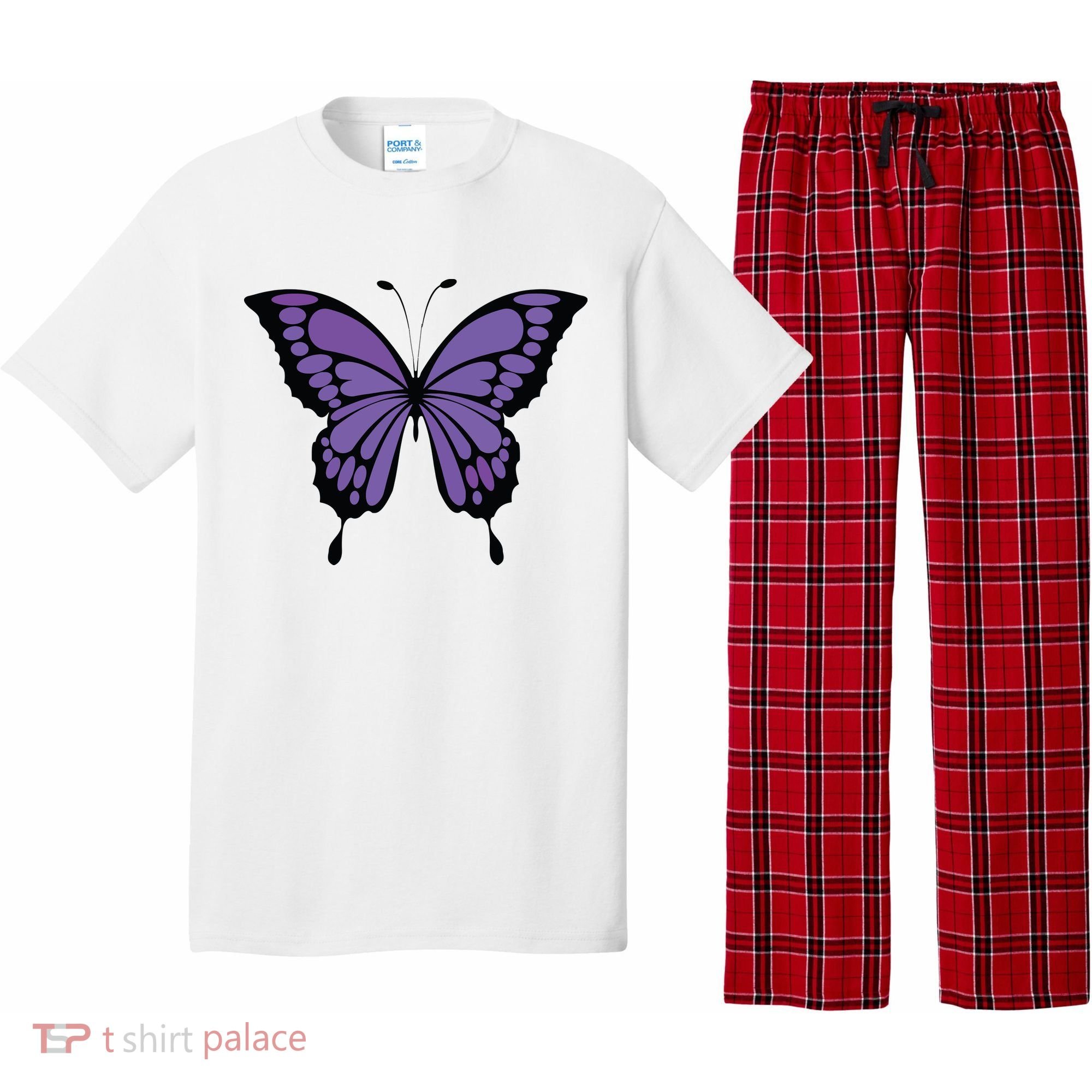 Vibrant Purple Butterfly Pajama Set