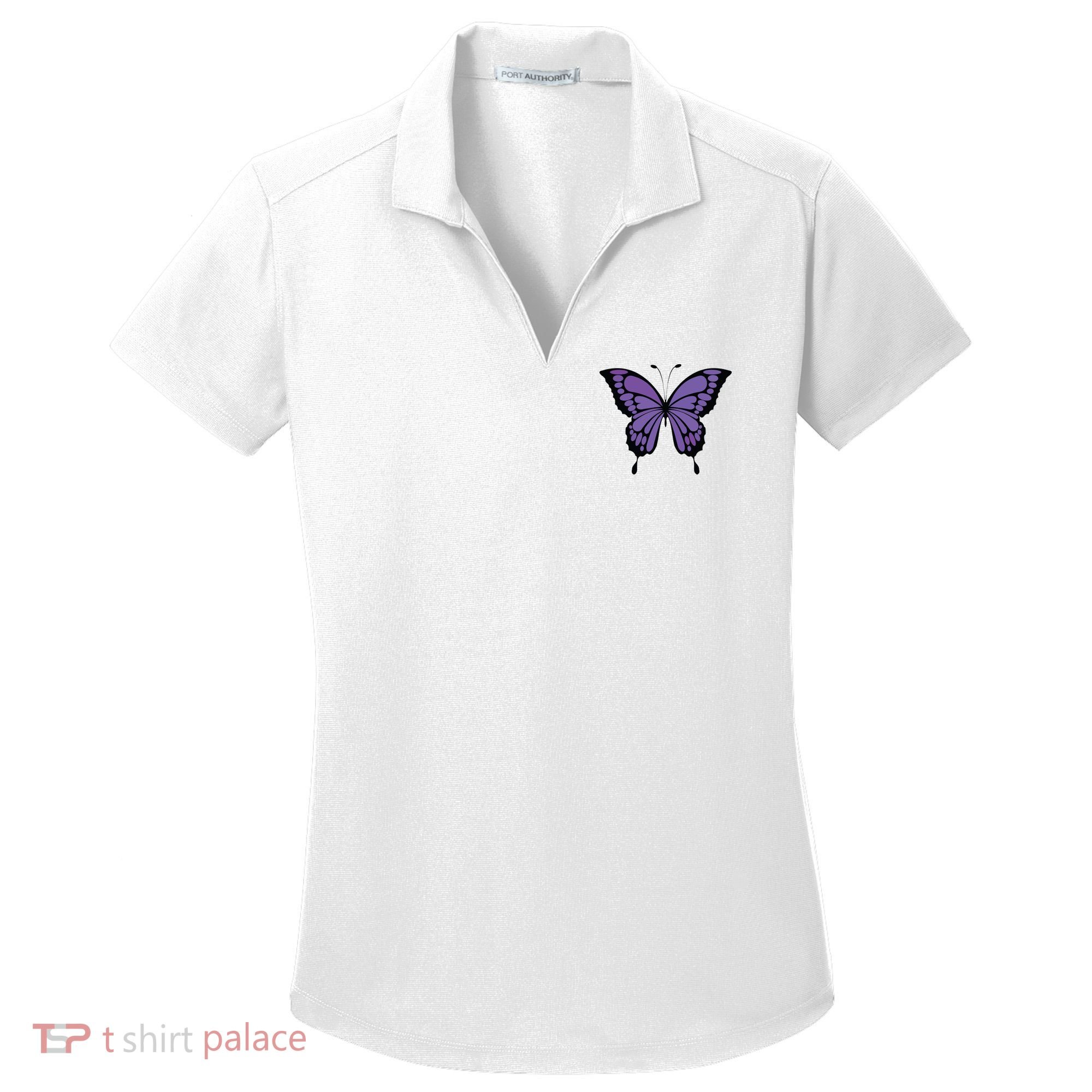 Vibrant Purple Butterfly Women's Dry Zone Grid Polo