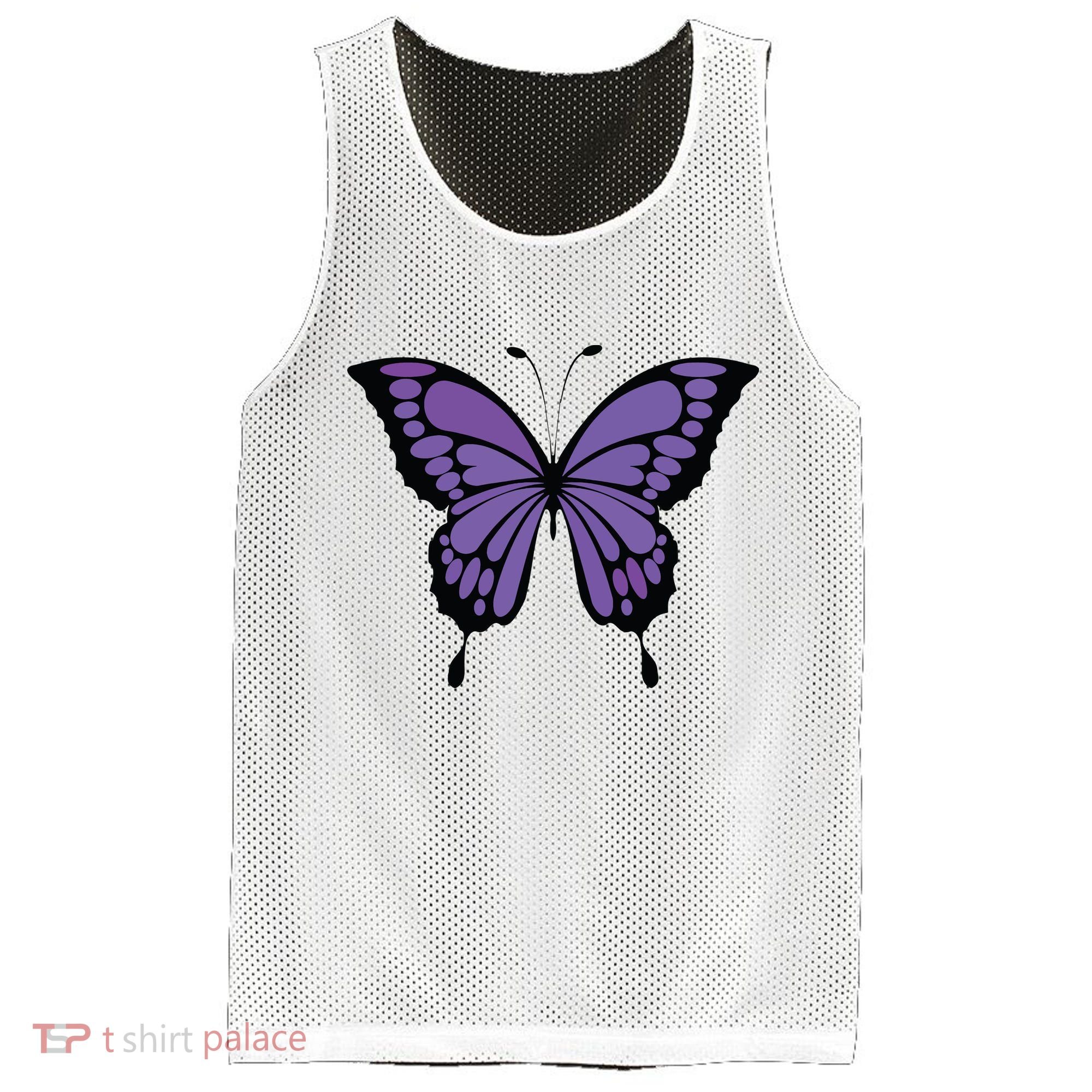Vibrant Purple Butterfly Mesh Reversible Basketball Jersey Tank