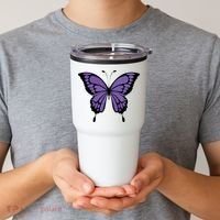 Vibrant Purple Butterfly Tumbler thumb 2
