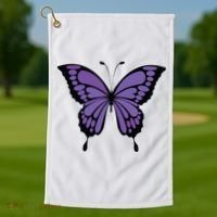 Vibrant Purple Butterfly Golf Towel thumb 1