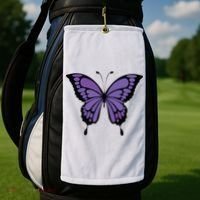 Vibrant Purple Butterfly Golf Towel thumb 2