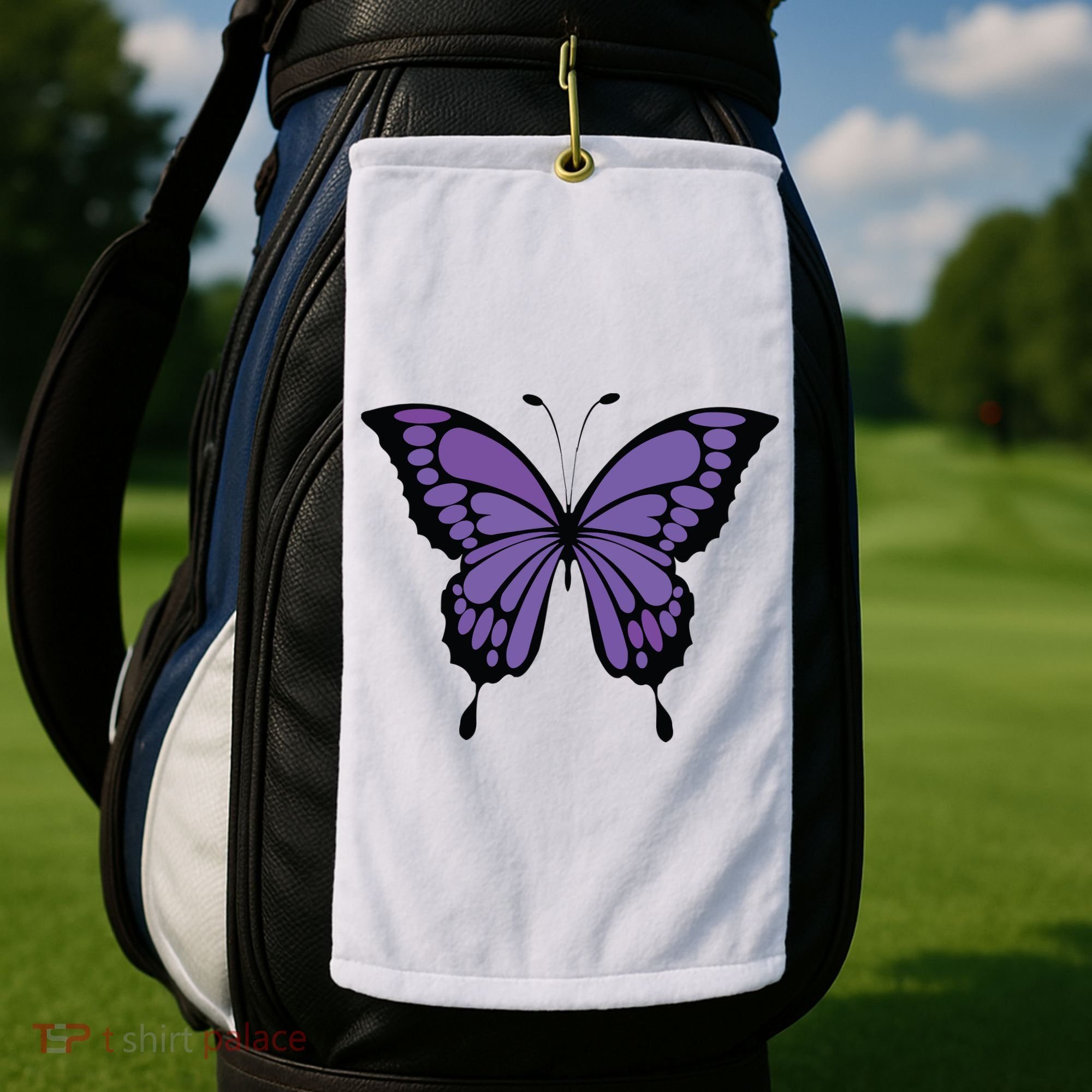 Vibrant Purple Butterfly Golf Towel