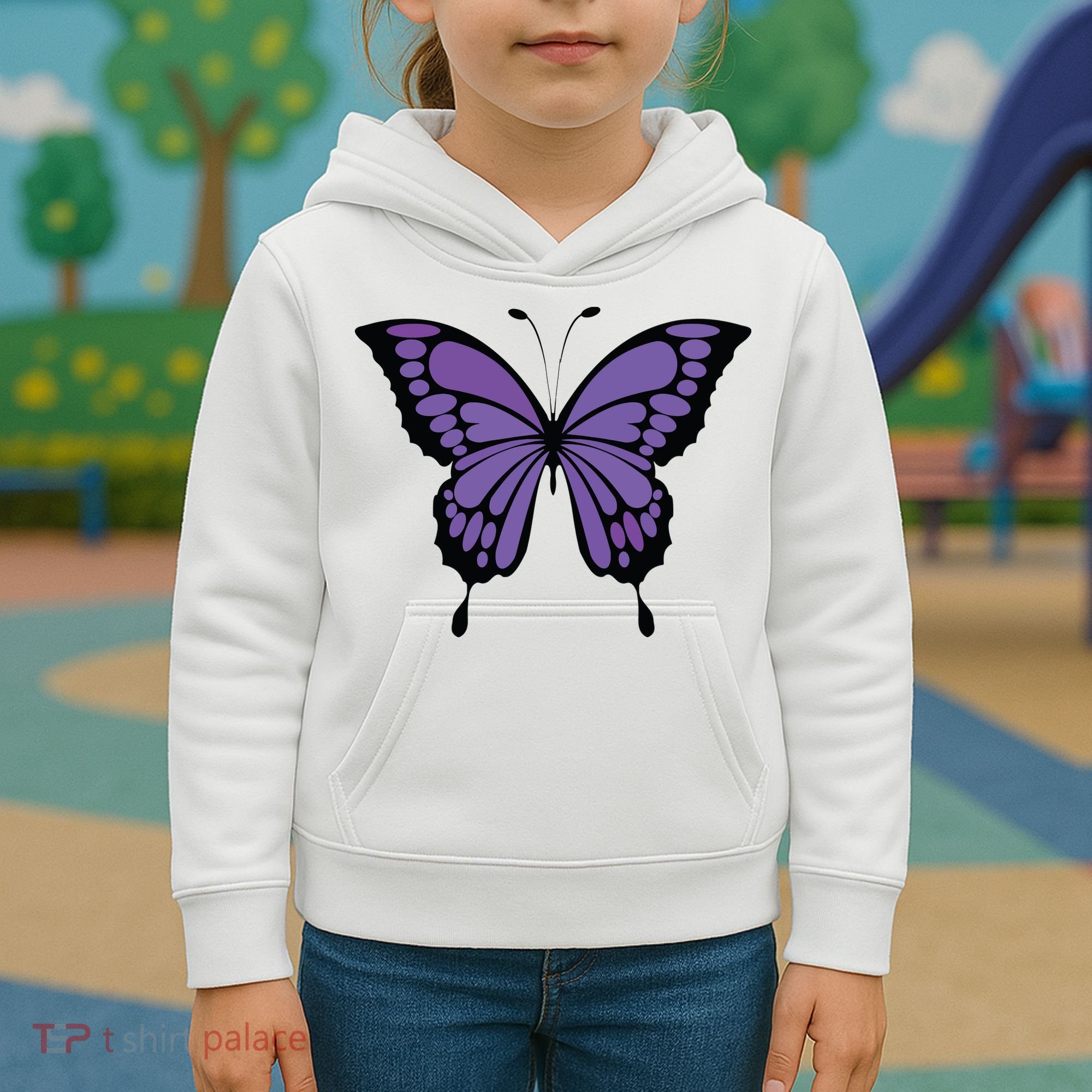 Vibrant Purple Butterfly Kids Hoodie