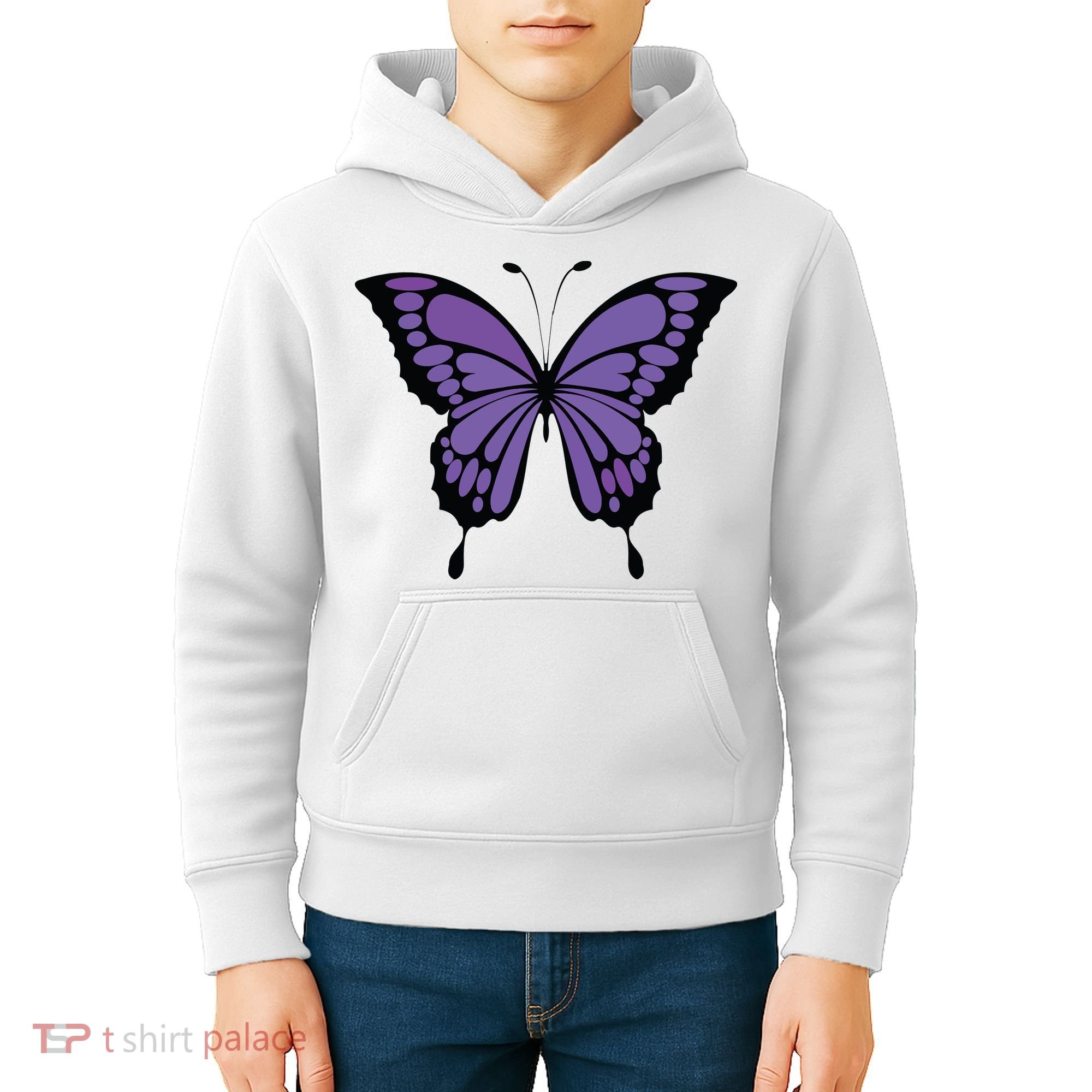 Vibrant Purple Butterfly Kids Hoodie