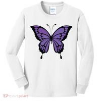 Vibrant Purple Butterfly Kids Long Sleeve Shirt thumb 0