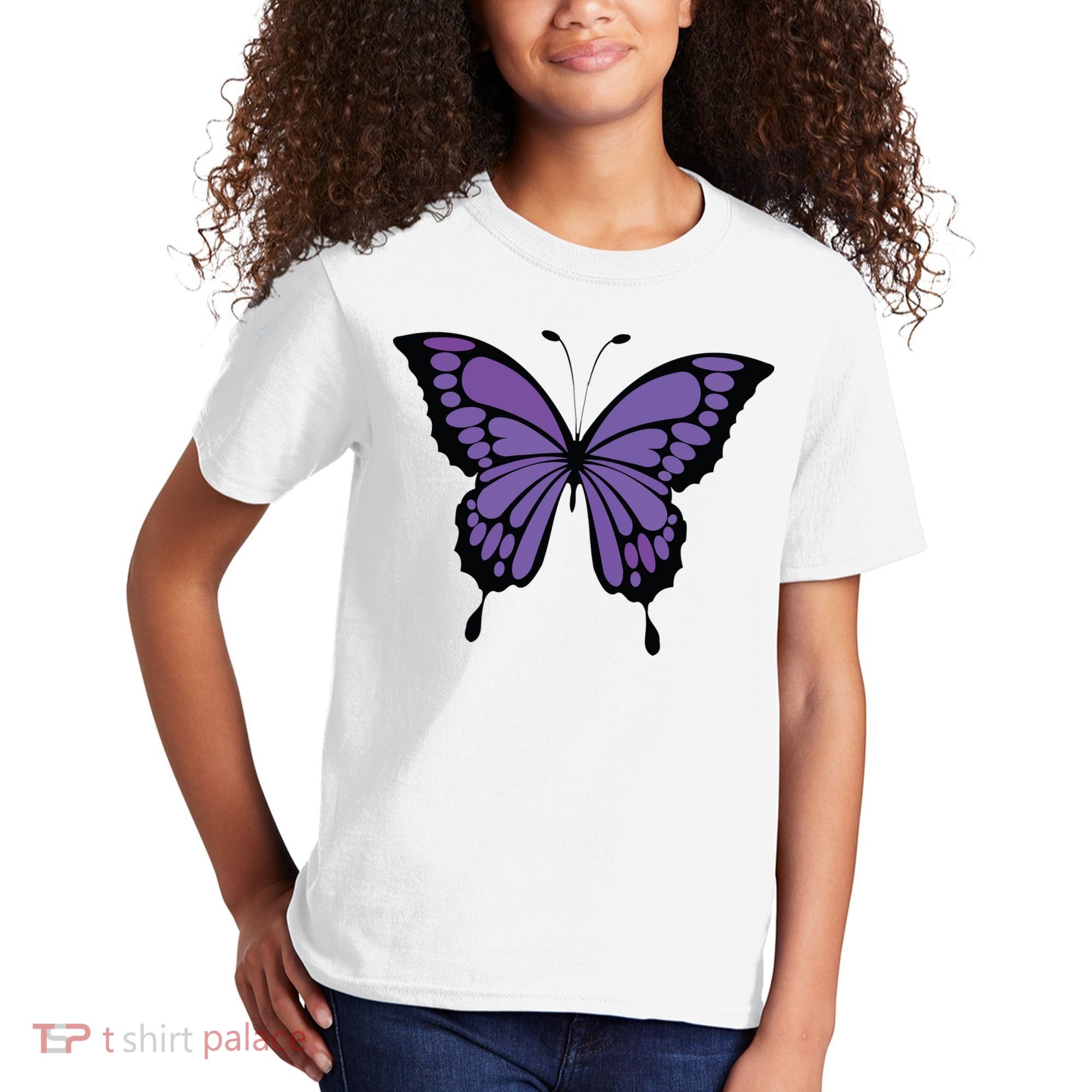 Vibrant Purple Butterfly Kids T-Shirt