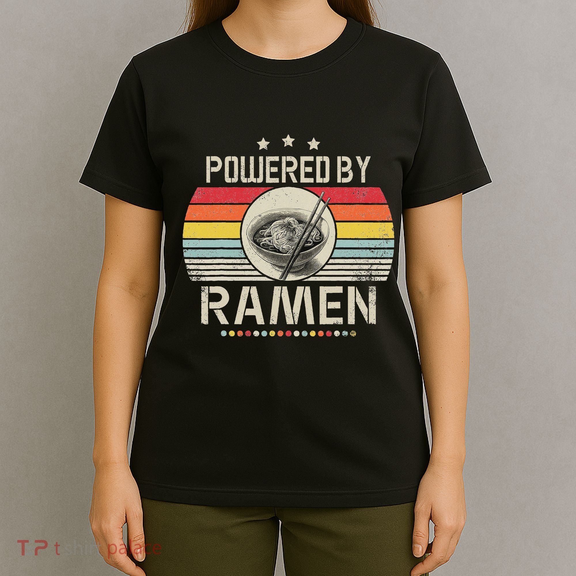 Vintage Powered By Ramen Japanese Love Anime Noodles T-Shirt