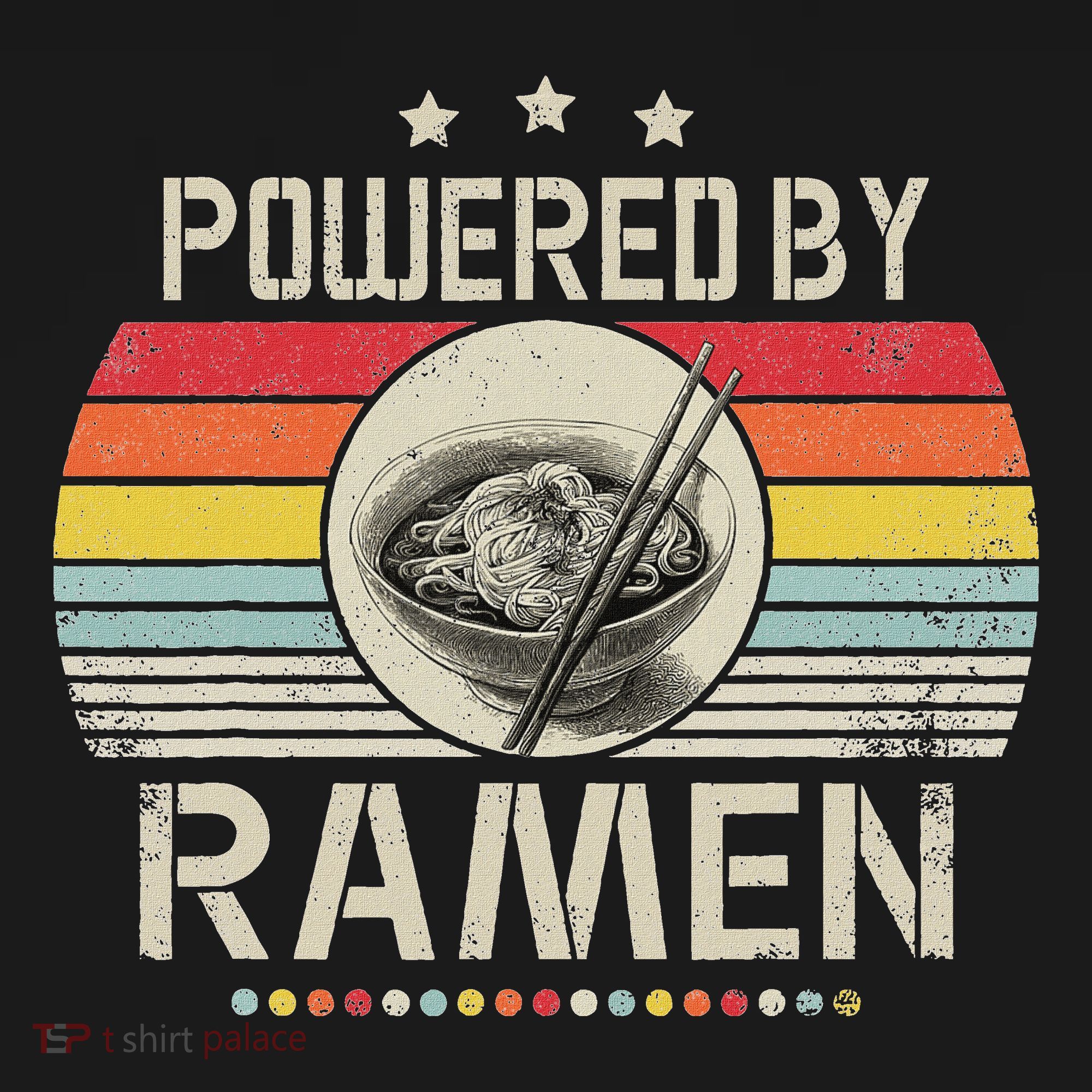 Vintage Powered By Ramen Japanese Love Anime Noodles T-Shirt