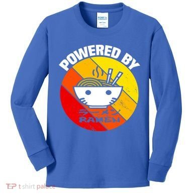 Vintage Powered By Ramen Gift Ramen Noodle Soup Gift Kids Long Sleeve Shirt