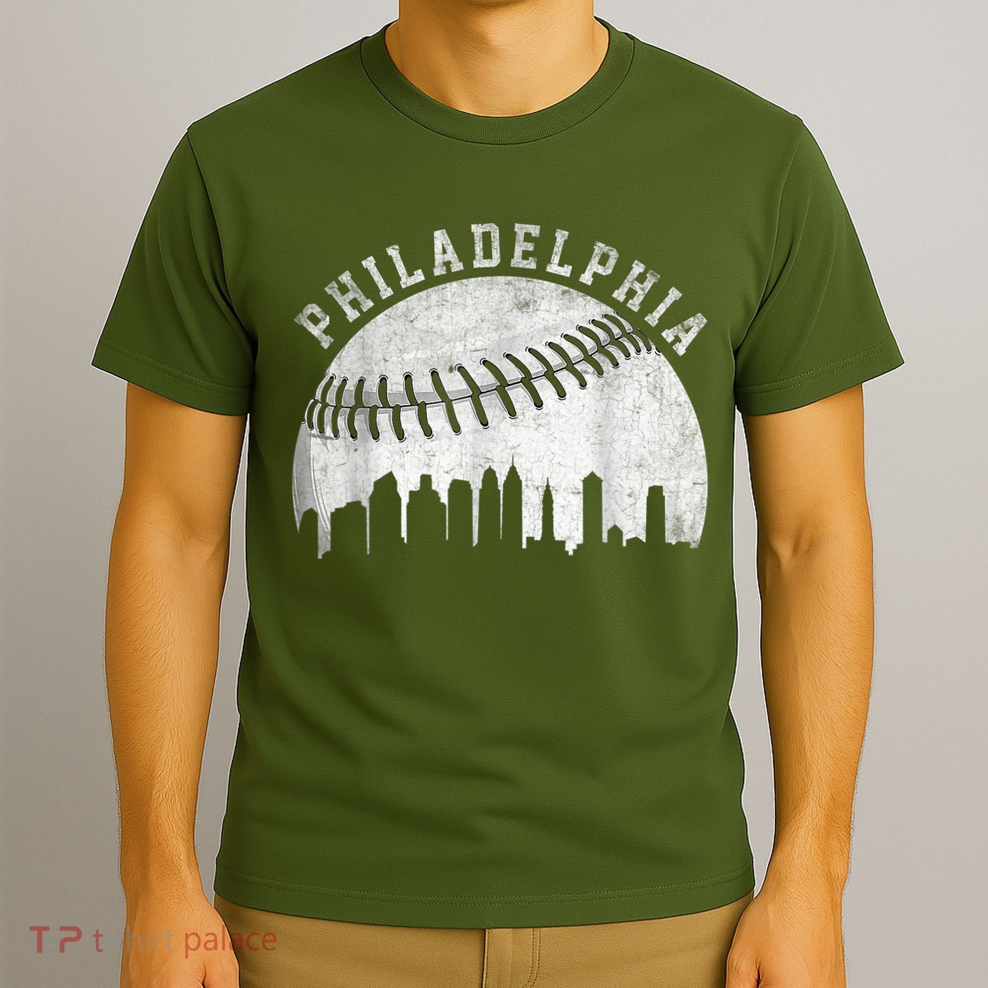 Vintage Philadelphia Baseball Skyline Retro Philly Cityscap T-Shirt