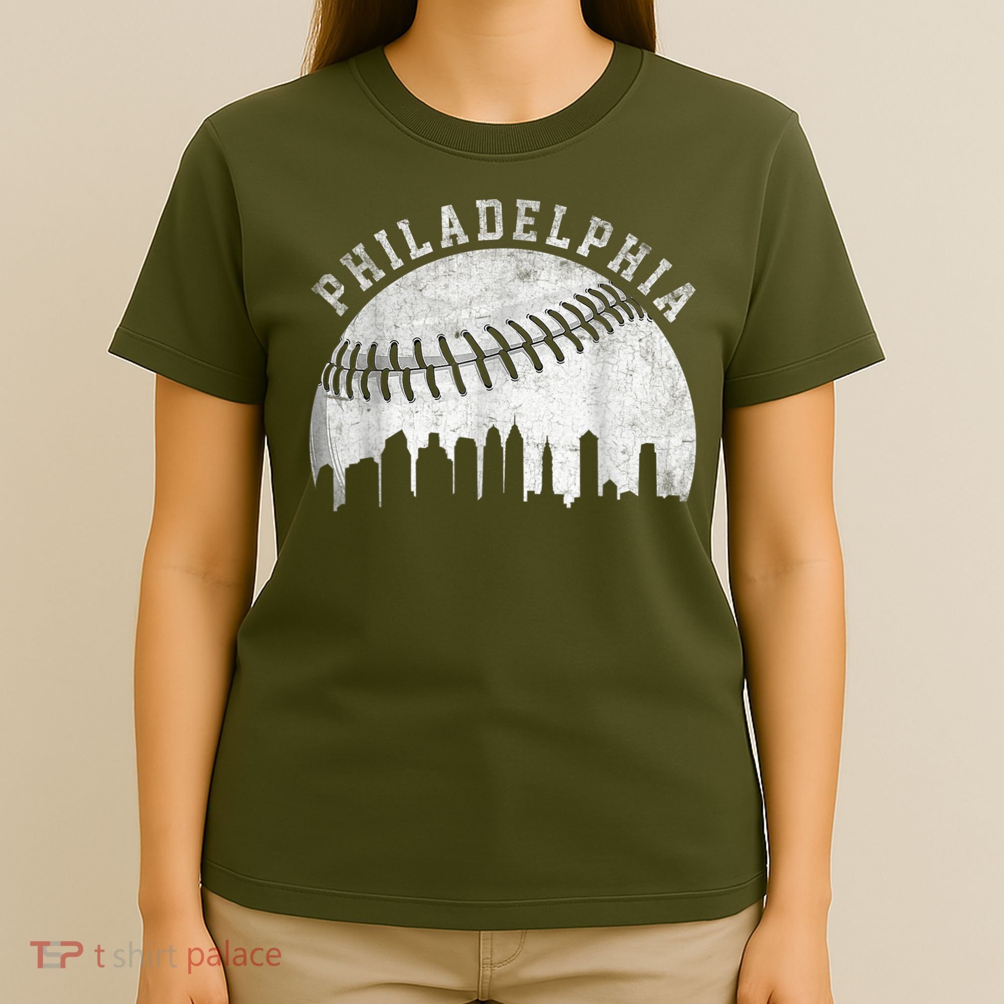 Vintage Philadelphia Baseball Skyline Retro Philly Cityscap T-Shirt
