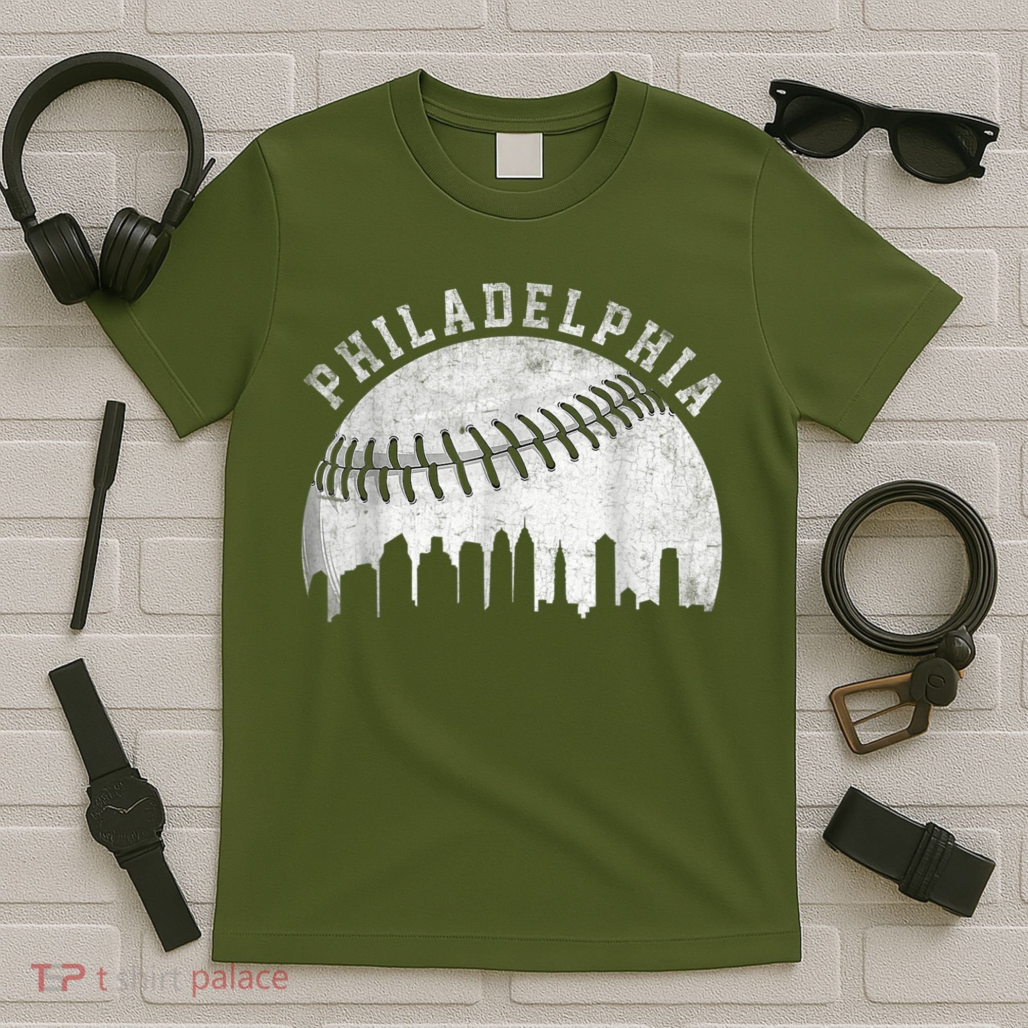 Vintage Philadelphia Baseball Skyline Retro Philly Cityscap T-Shirt