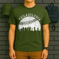 Vintage Philadelphia Baseball Skyline Retro Philly Cityscap T-Shirt thumb 6